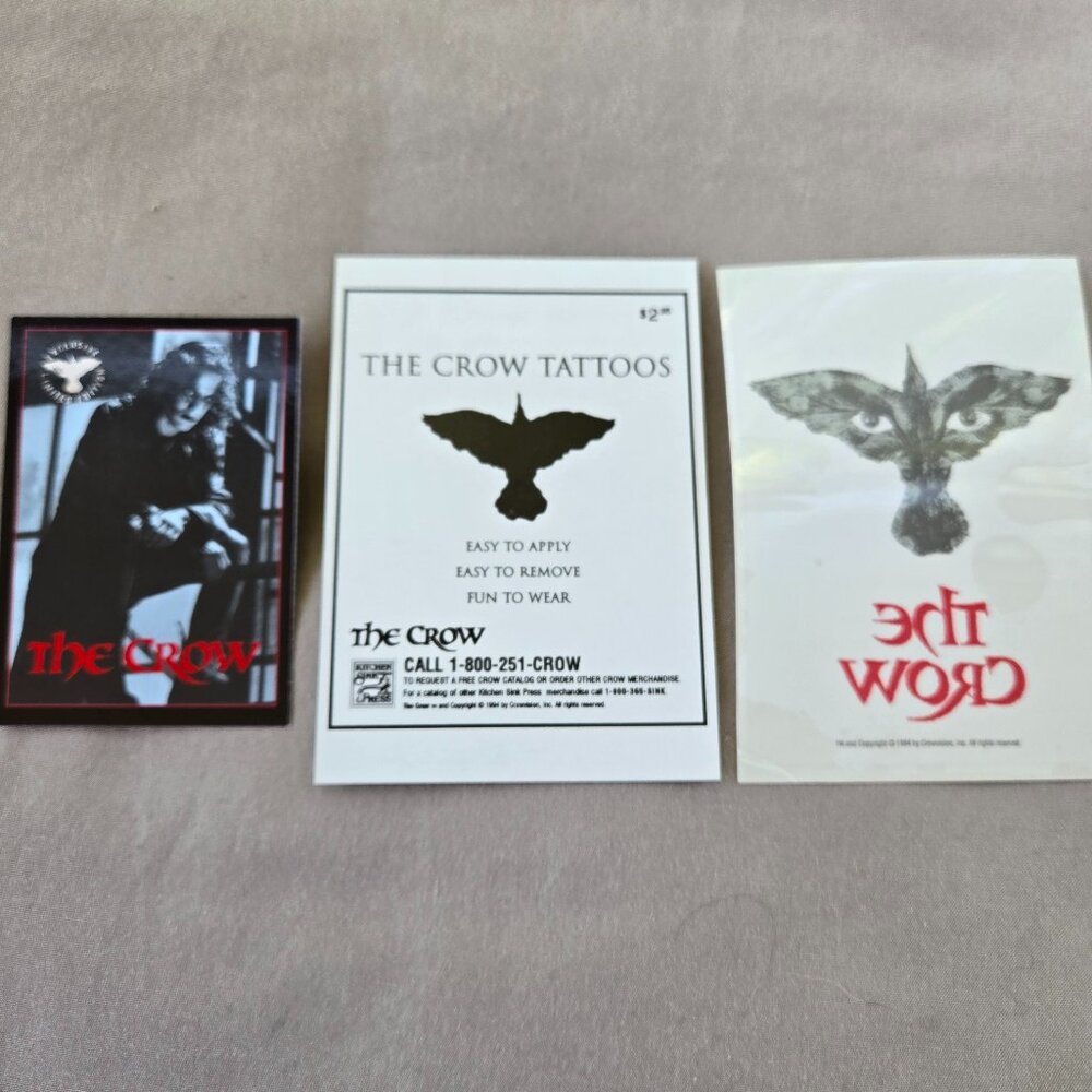 The Crow collector trading card and temporary tattoo